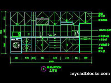 Kitchen CAD plane and elevation 74